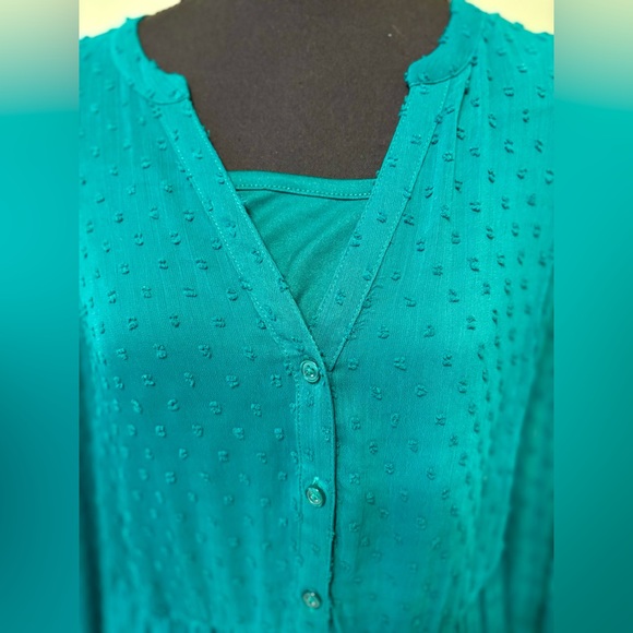 Torrid 4X Kelly Green Peasant Chiffon maxi dress long slip dress layered  24 26 - Picture 9 of 16